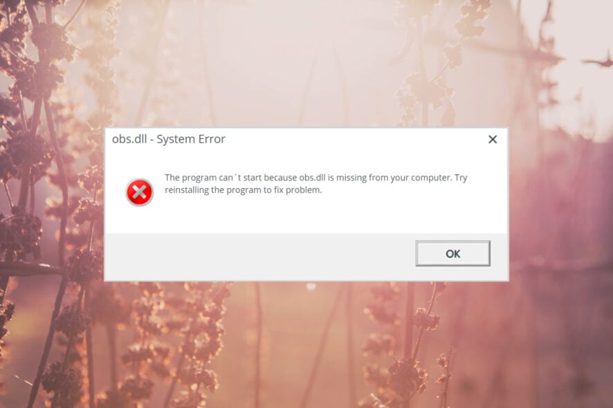 How to fix Windows if obs.dll is missing