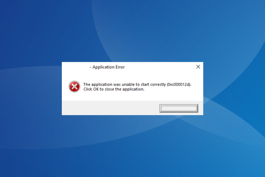 fix 0xc000012d application error