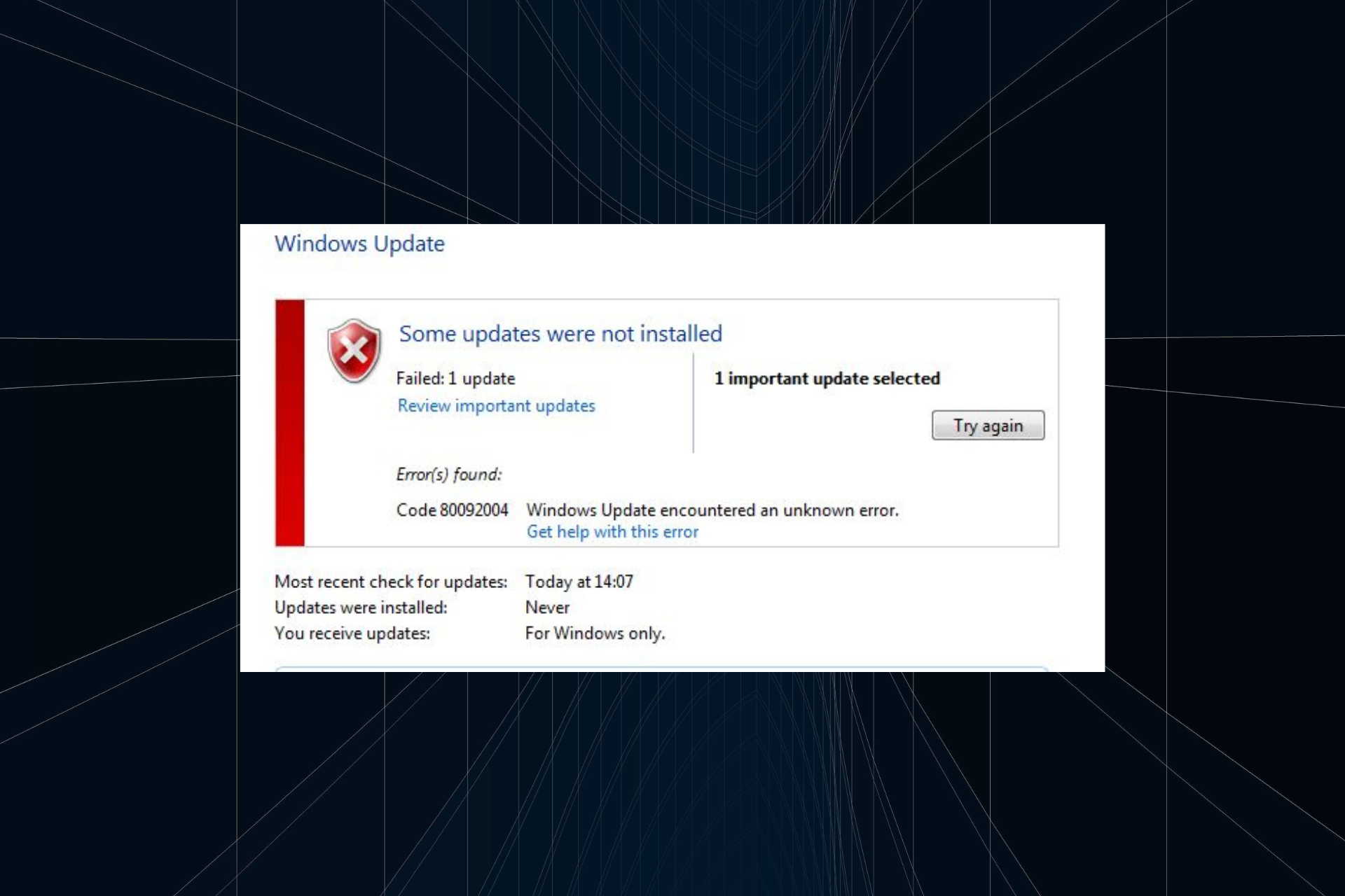 fix 80092004 Windows Update error