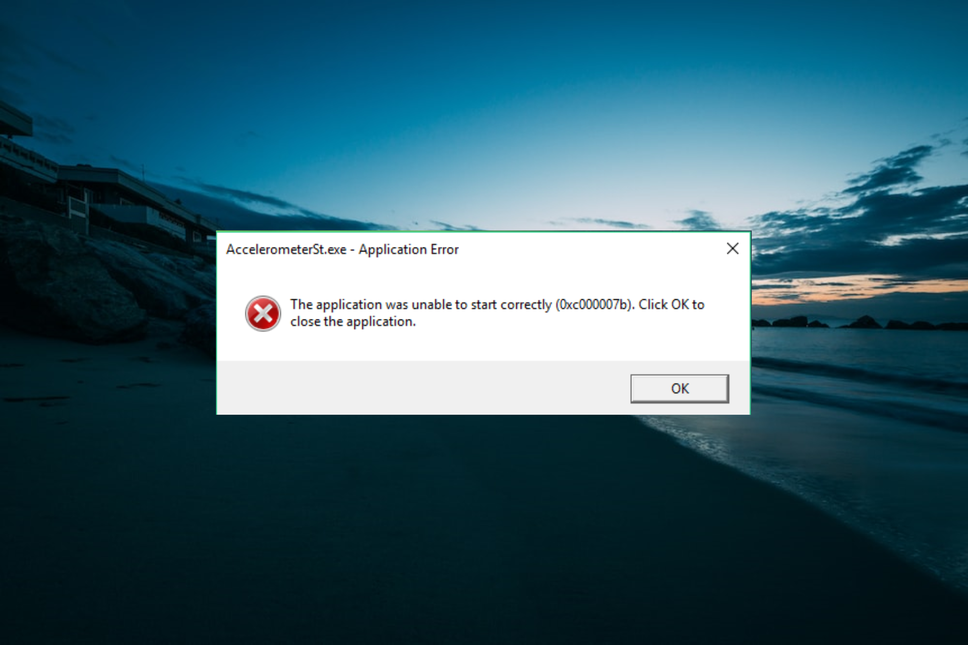 Accelerometerst.exe application error Windows 10