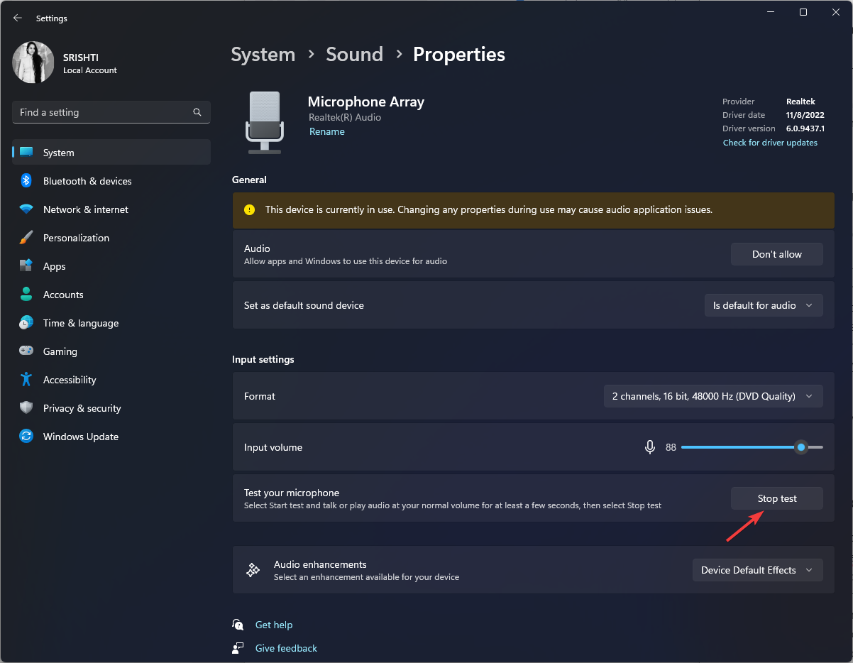 System - Sound  how to test microphone windows 11