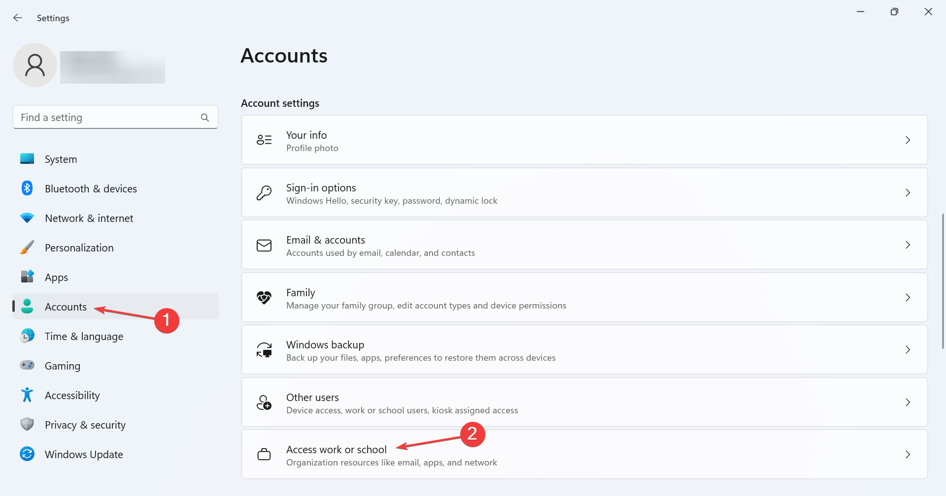 account settings to fix error code 80090034