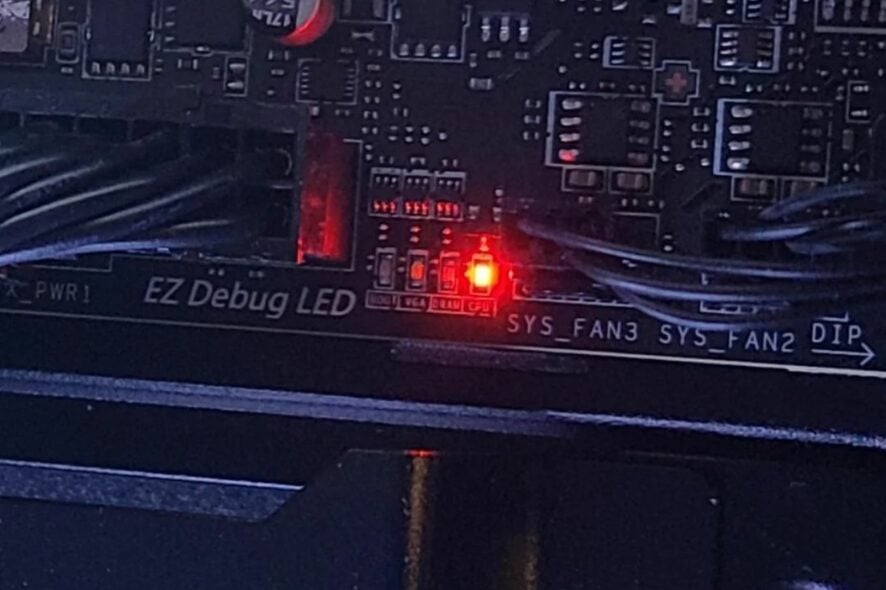 cpu and ram red light on motherboard