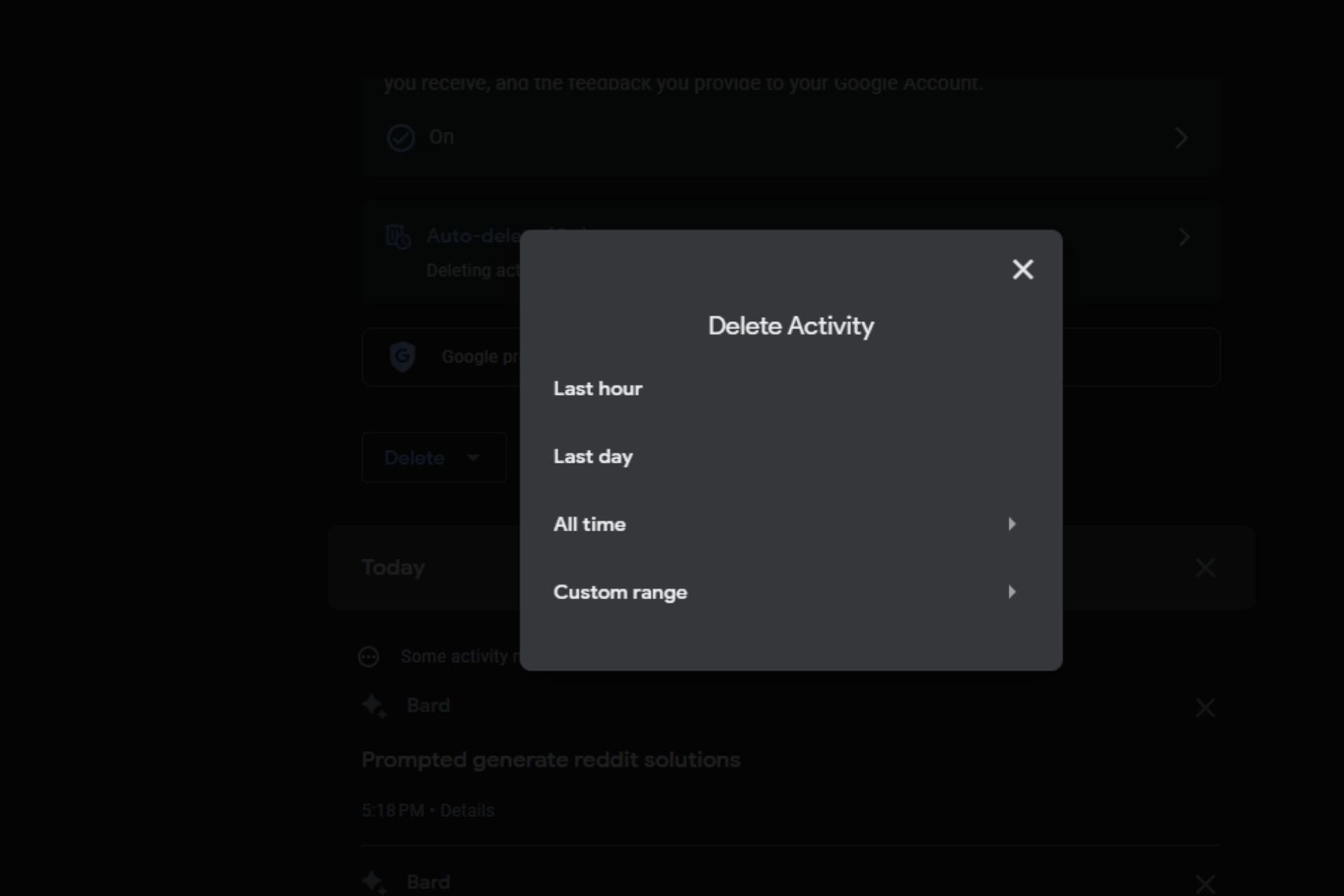 How to Delete Google Bard History and Activity Data