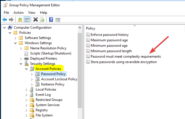 パスワード要件 Windows でパスワードの複雑さの要件を削除する