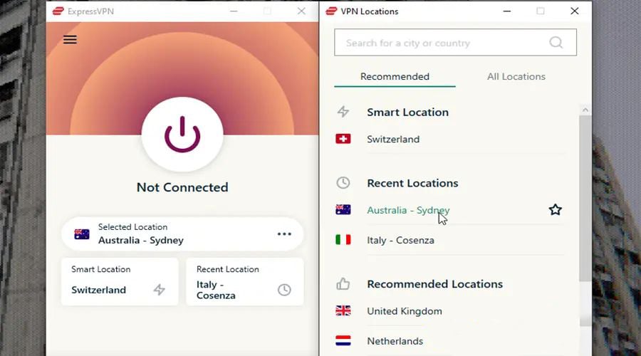 connect to low ping vpn server on expressvpn