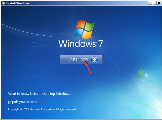 Windows 7 Install now 