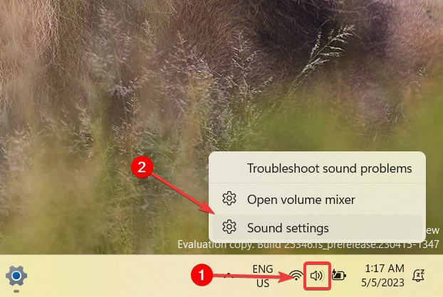 Access Sound settings