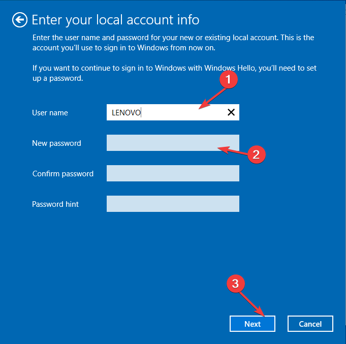 Username and password  how to change main account on windows 10