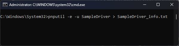 Export information about the driver package