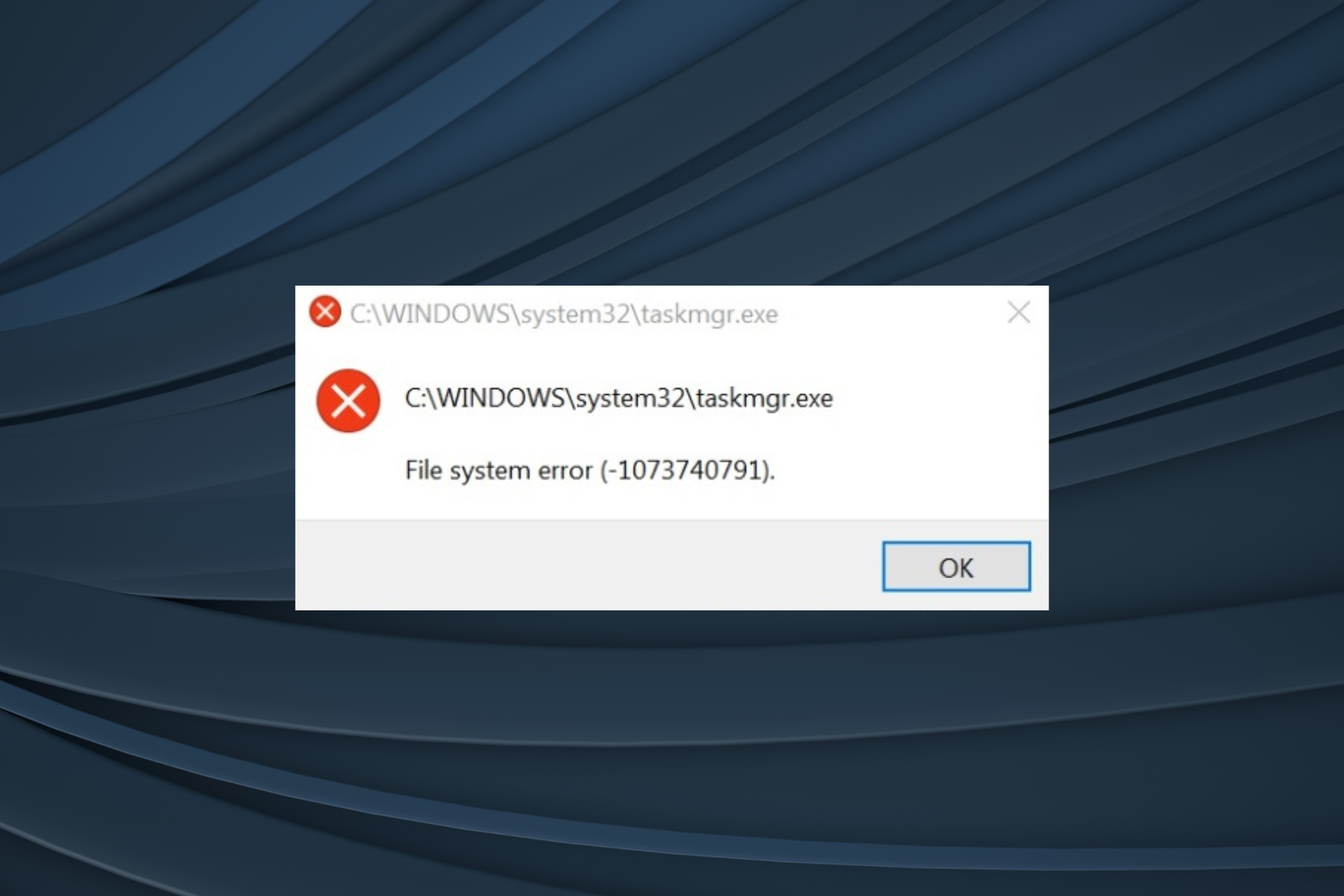 corregir el error del sistema de archivos (-1073740791) en Windows