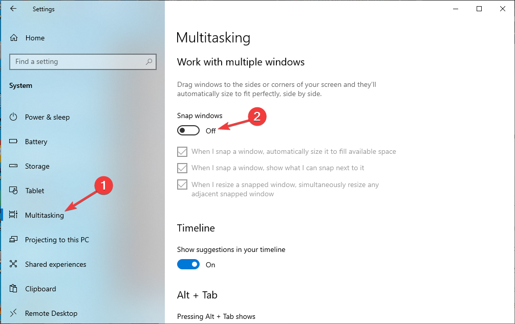 Multitasking-Shake zum Reduzieren