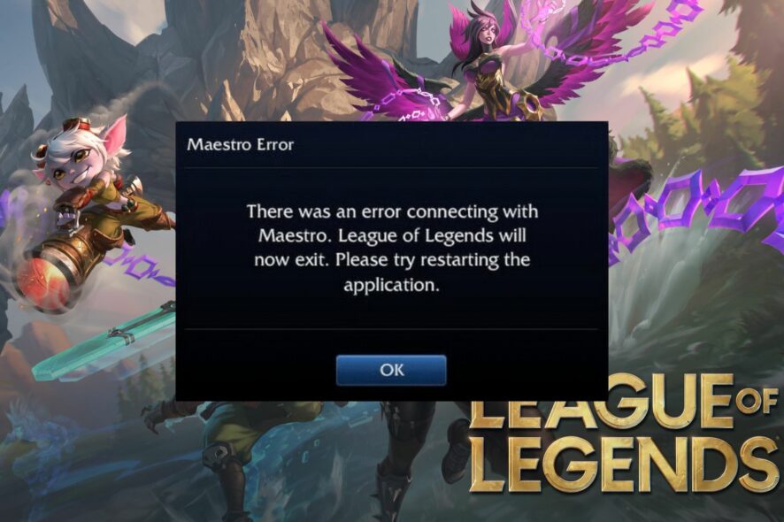 league of legends error connecting with maestro