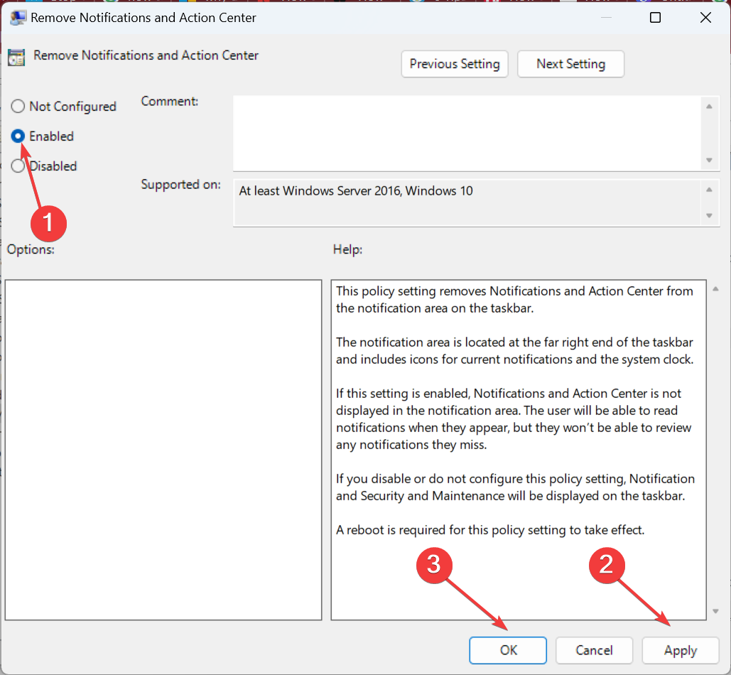 enable policy to stop pop-ups on windows 11