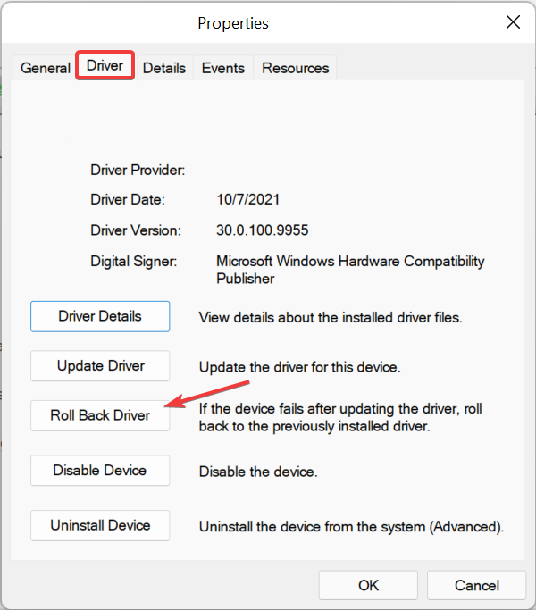 roll back drivers to fix no playback devices windows 10