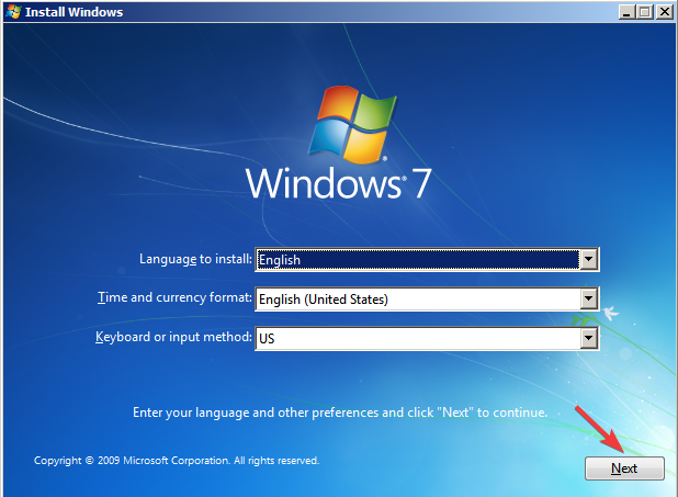 Click Next, DLL files missing on Windows 7