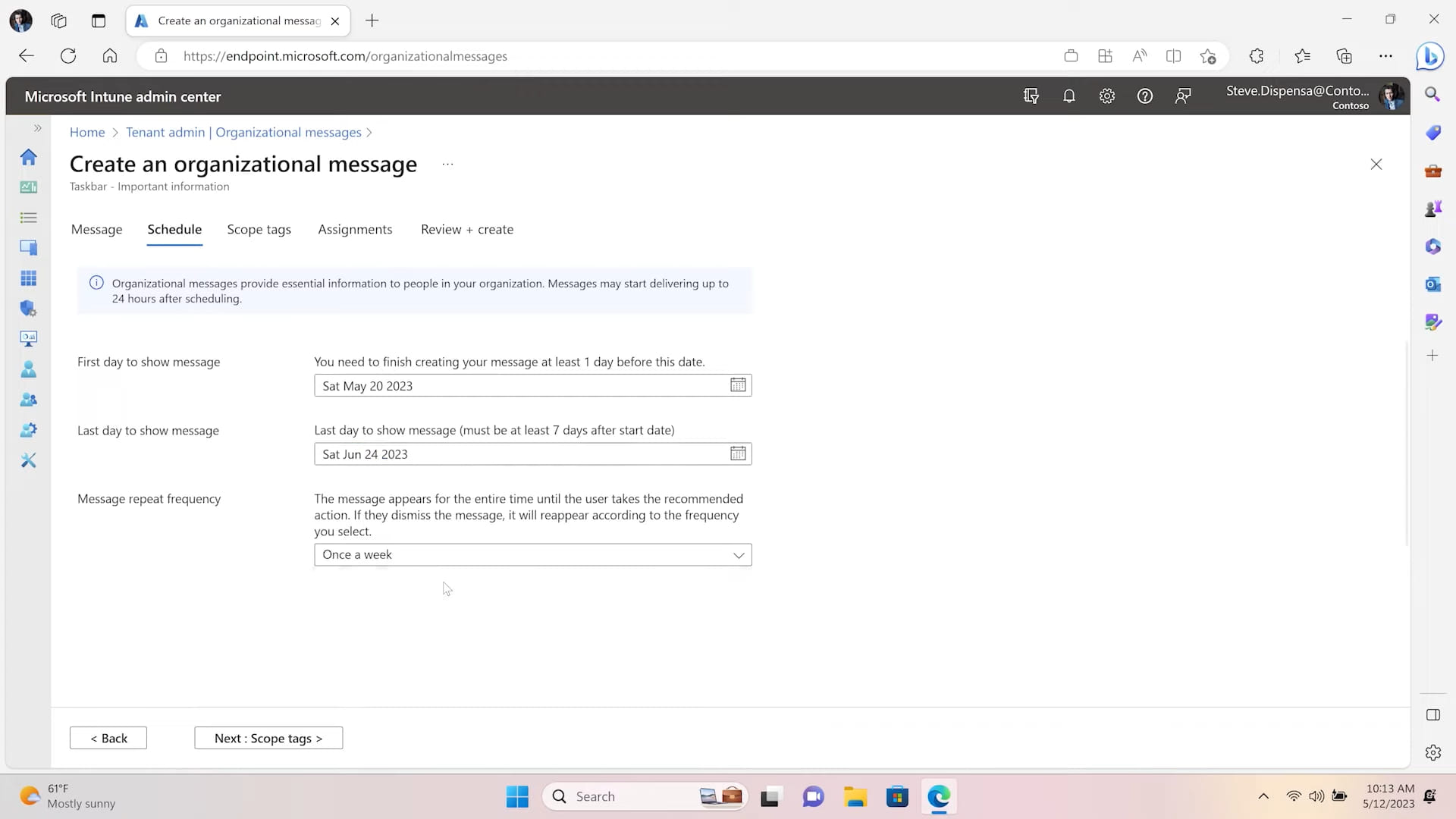 企業メッセージ Windows 11
