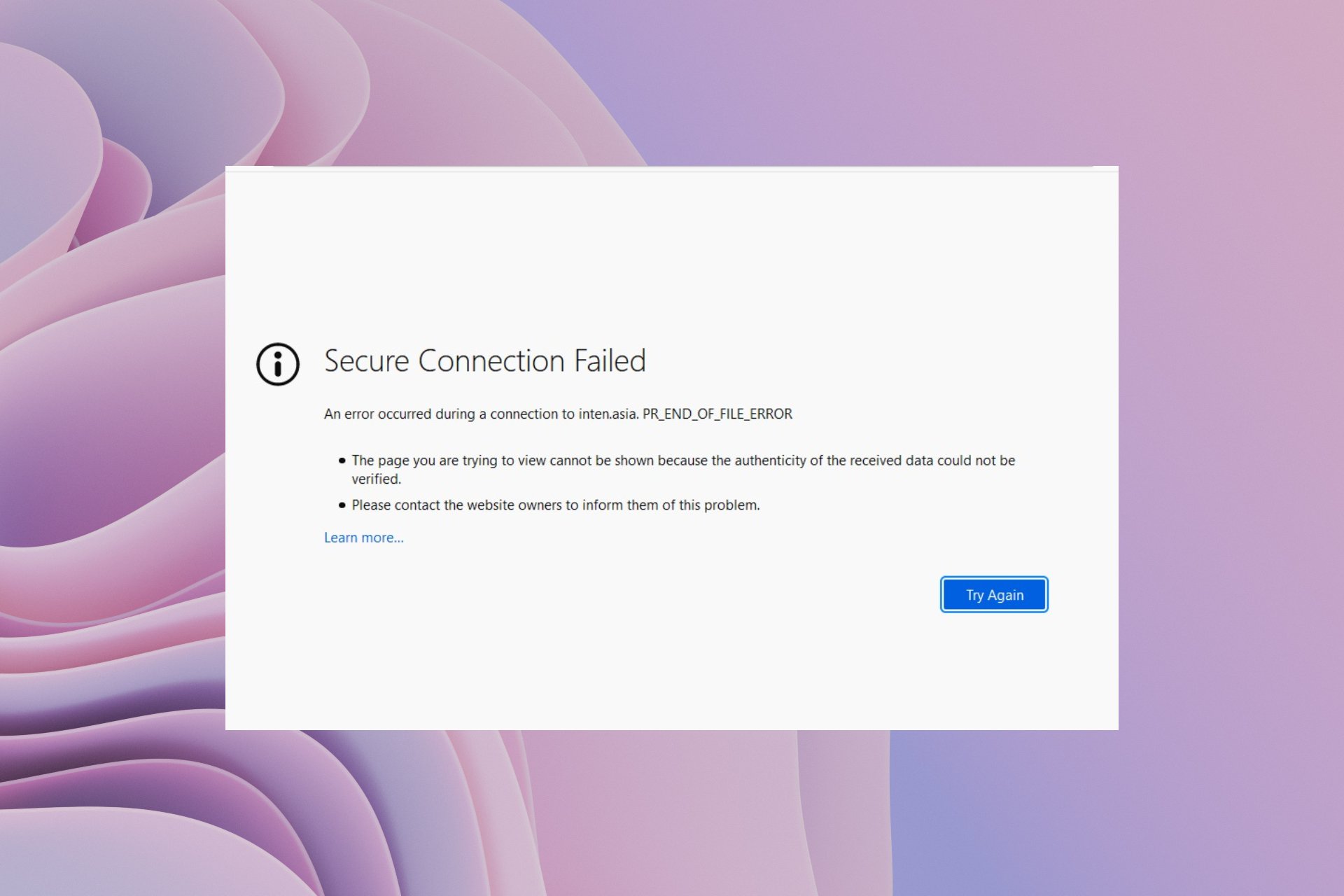 How to bypass secure connection pr_end_of_file_error
