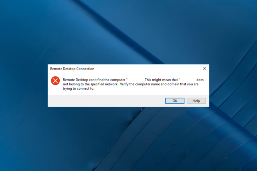 remote desktop can't find the computer