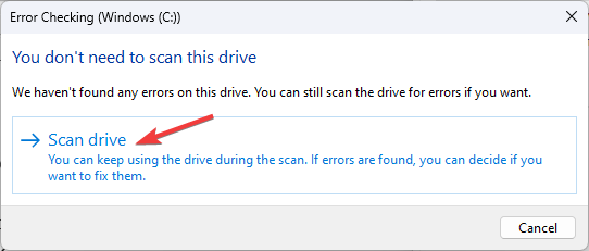 Scan the drive
