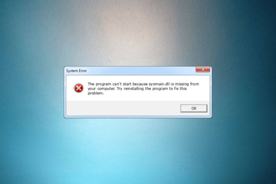 sysmain.dll not found error