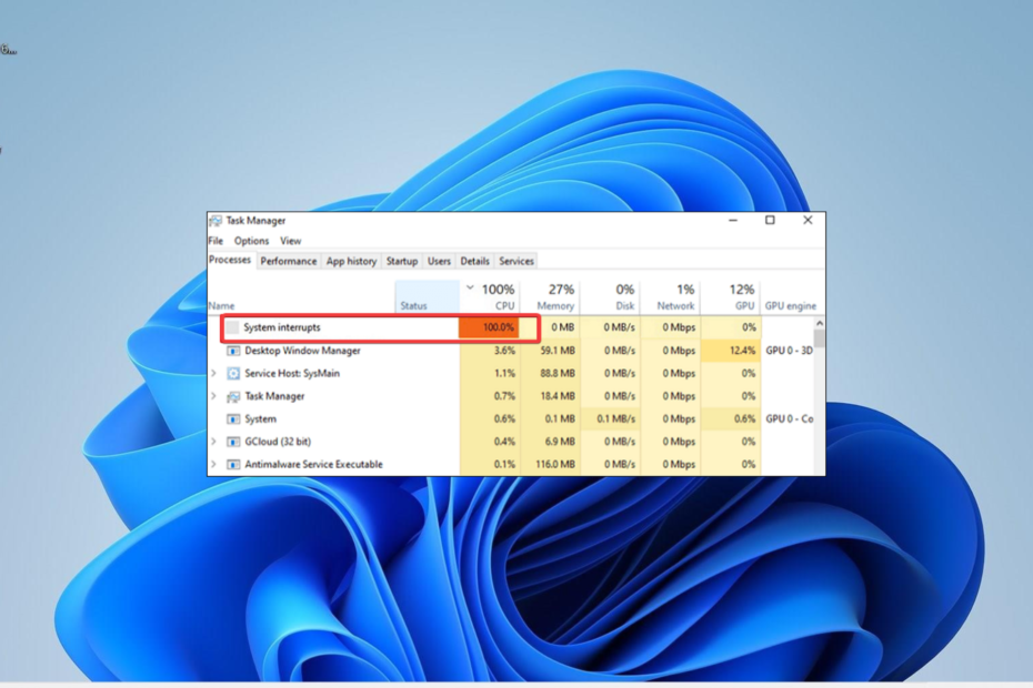 windows 11 100 cpu system interrupts