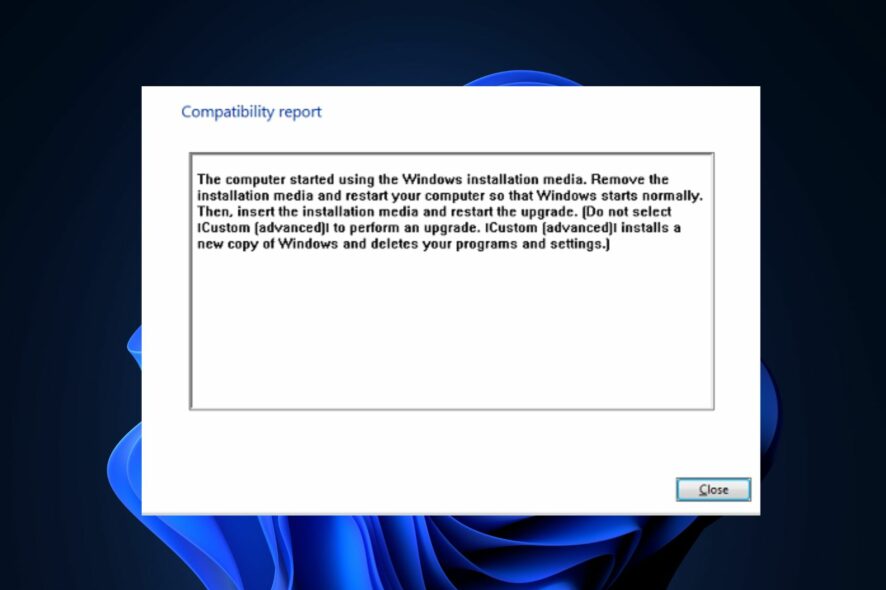 the computer started using the windows installation media