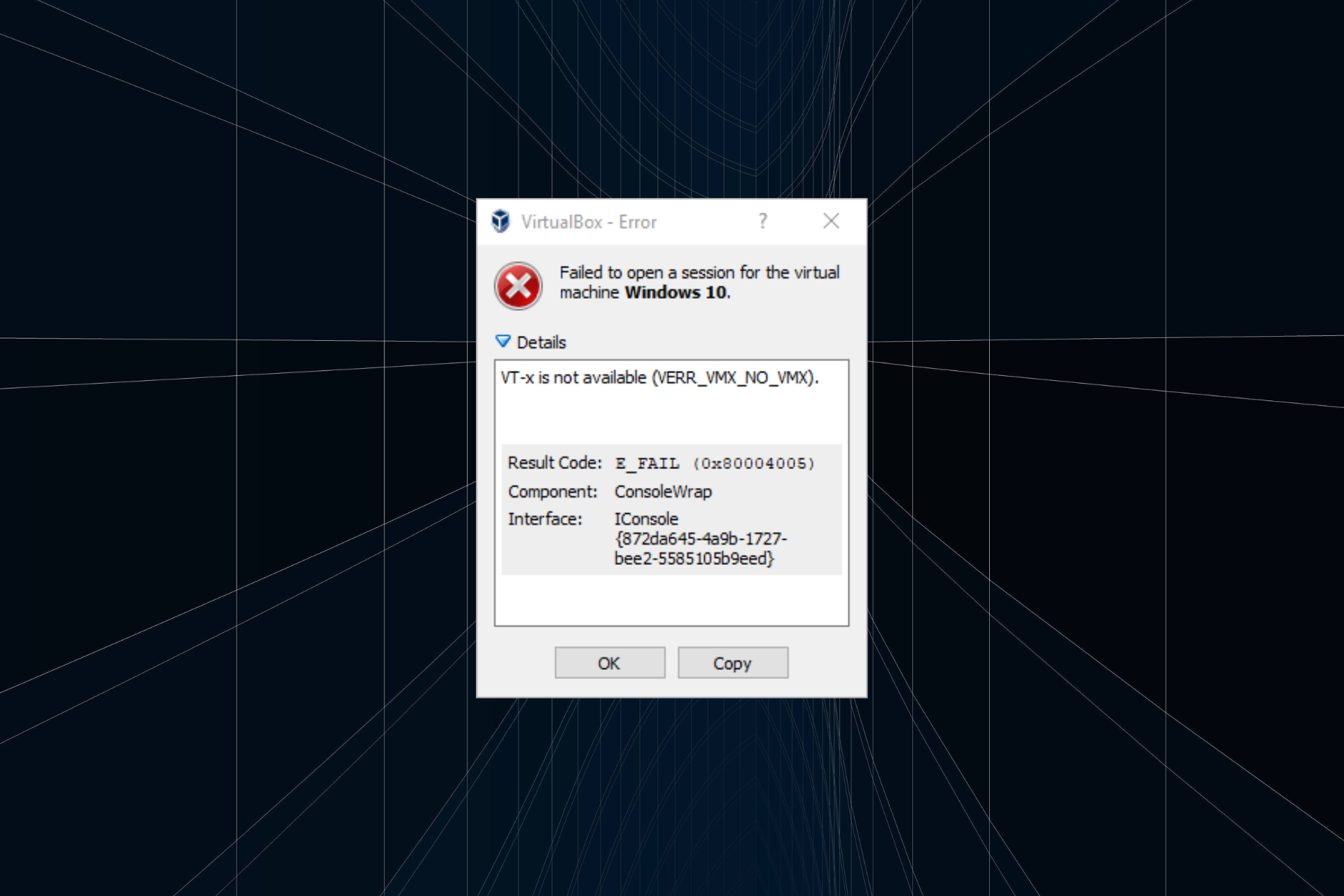 Behebung des Fehlers „vt-x nicht verfügbar“ (verr_vmx_no_vmx) in Windows