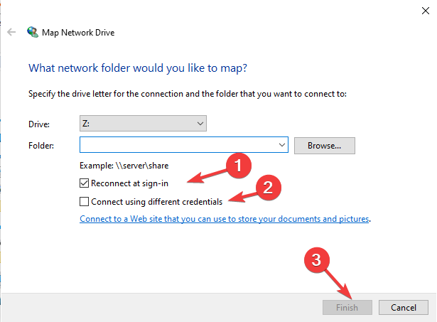 再接続 サインイン マップ Windows 10 ネットワーク ドライブ