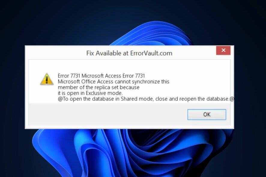 Microsoft Access Error 7731