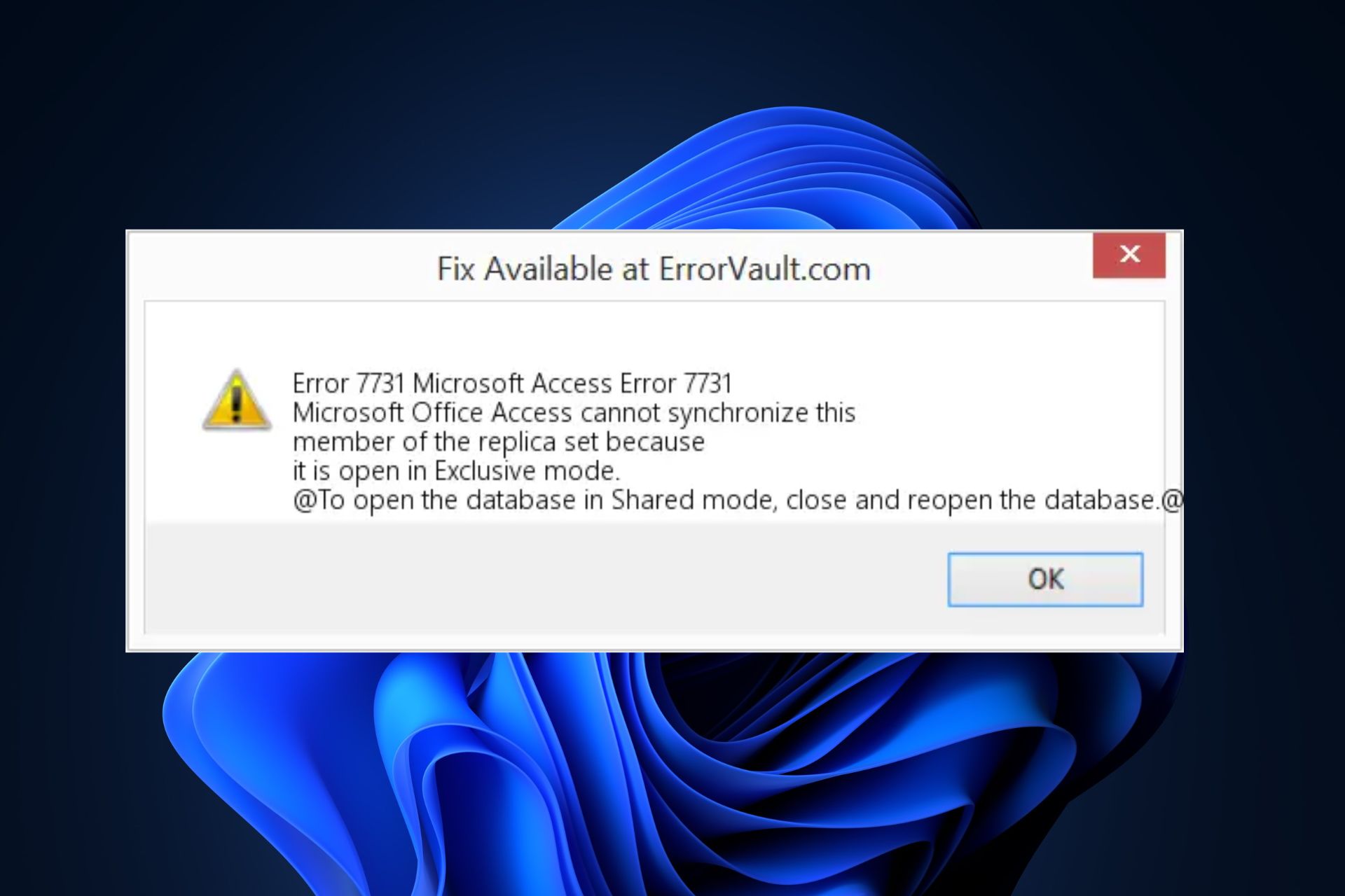 Microsoft Access Error 7731