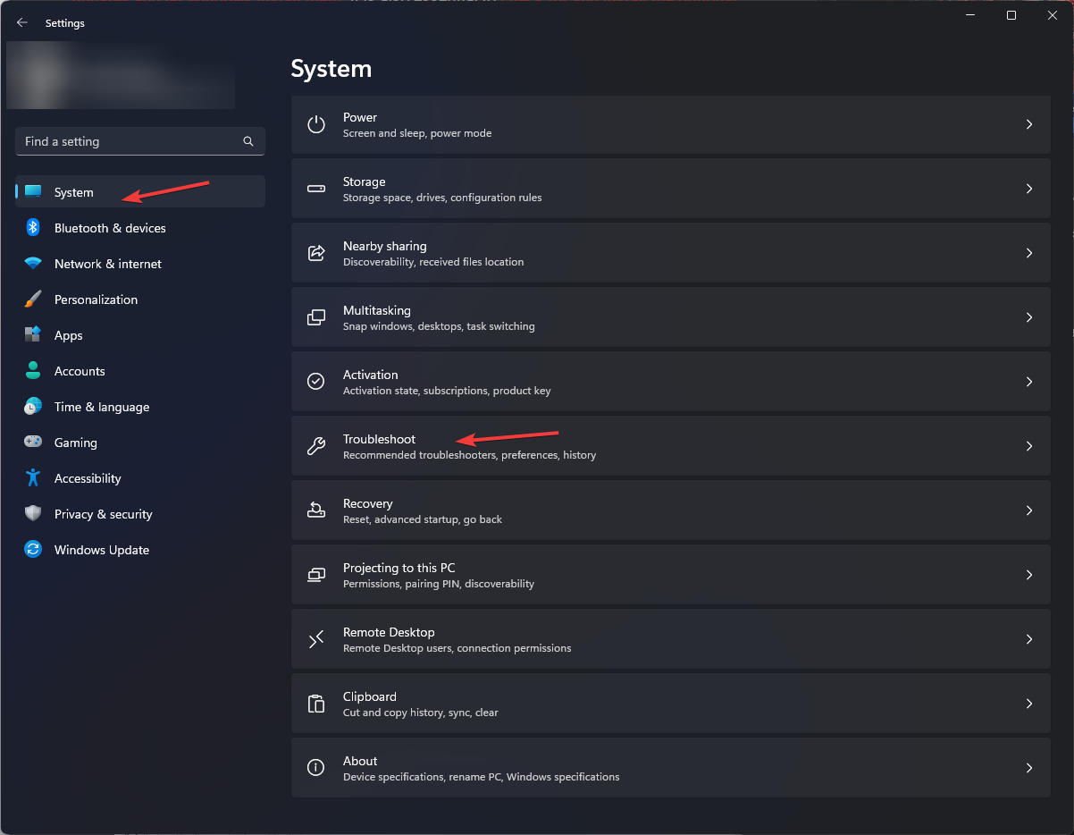 System troubleshoot