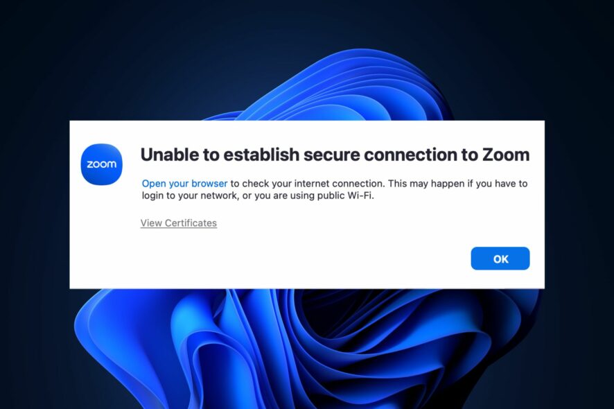 Unable to establish secure connection to Zoom