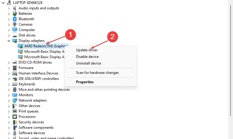 update display driver