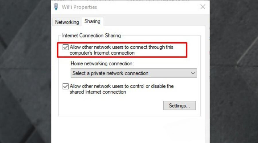 consentire ad altri utenti della rete di connettersi
