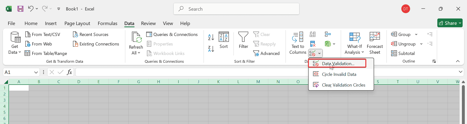 data validation excel