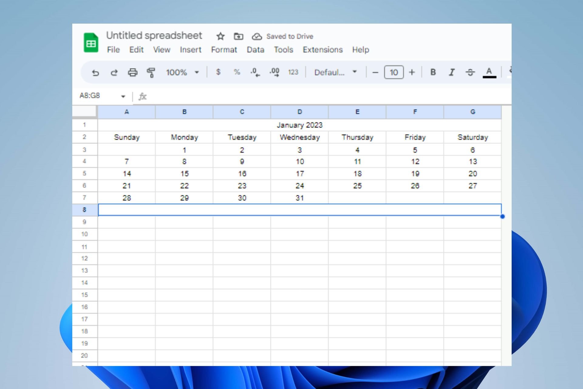 make a calendar in google sheets