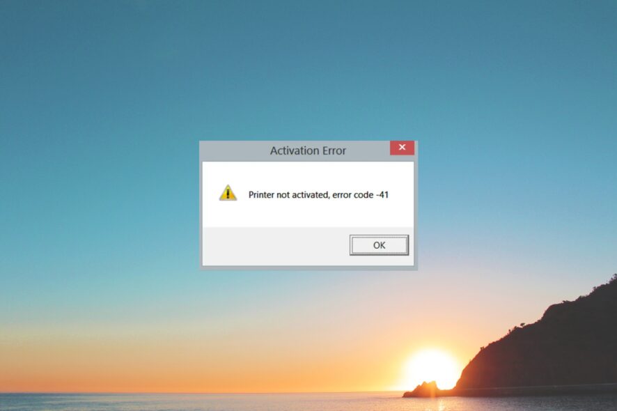 Fix printer not activated error code 41