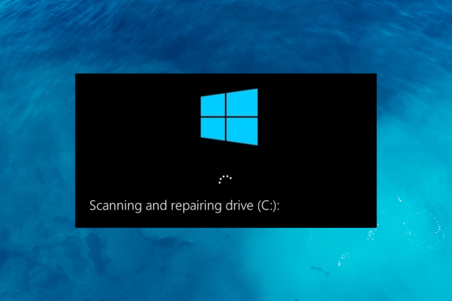 scanning and repairing drive c stuck at 100