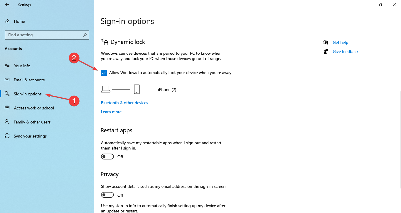 dynamic lock feature to lock Windows 10