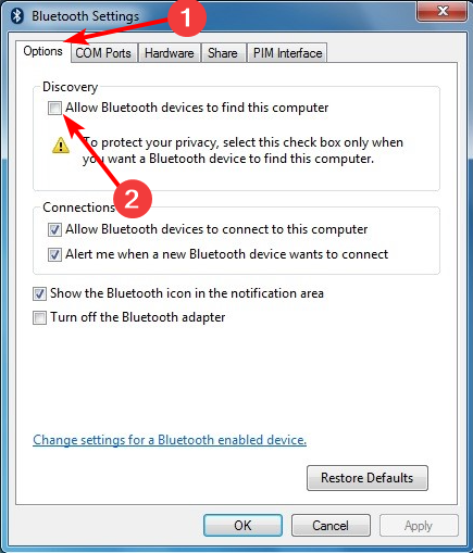 Windows 7 が見つからない Bluetooth デバイスを検索できるようにします