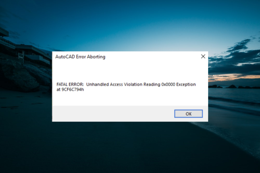 autocad fatal error