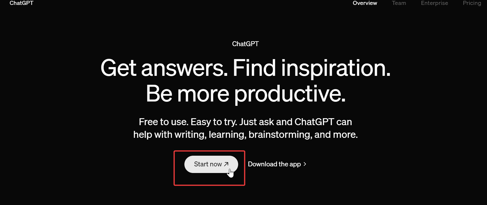 chatgpt free start now