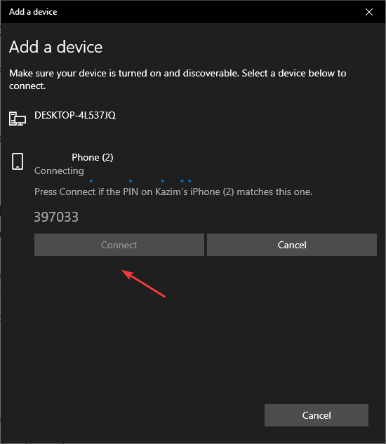 connect phone to lock Windows 10
