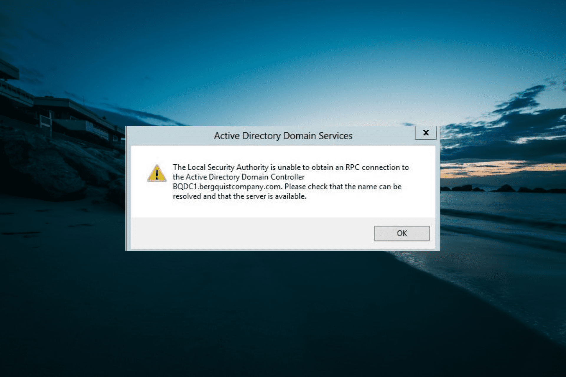 local security authority is unable to obtain an rpc connection