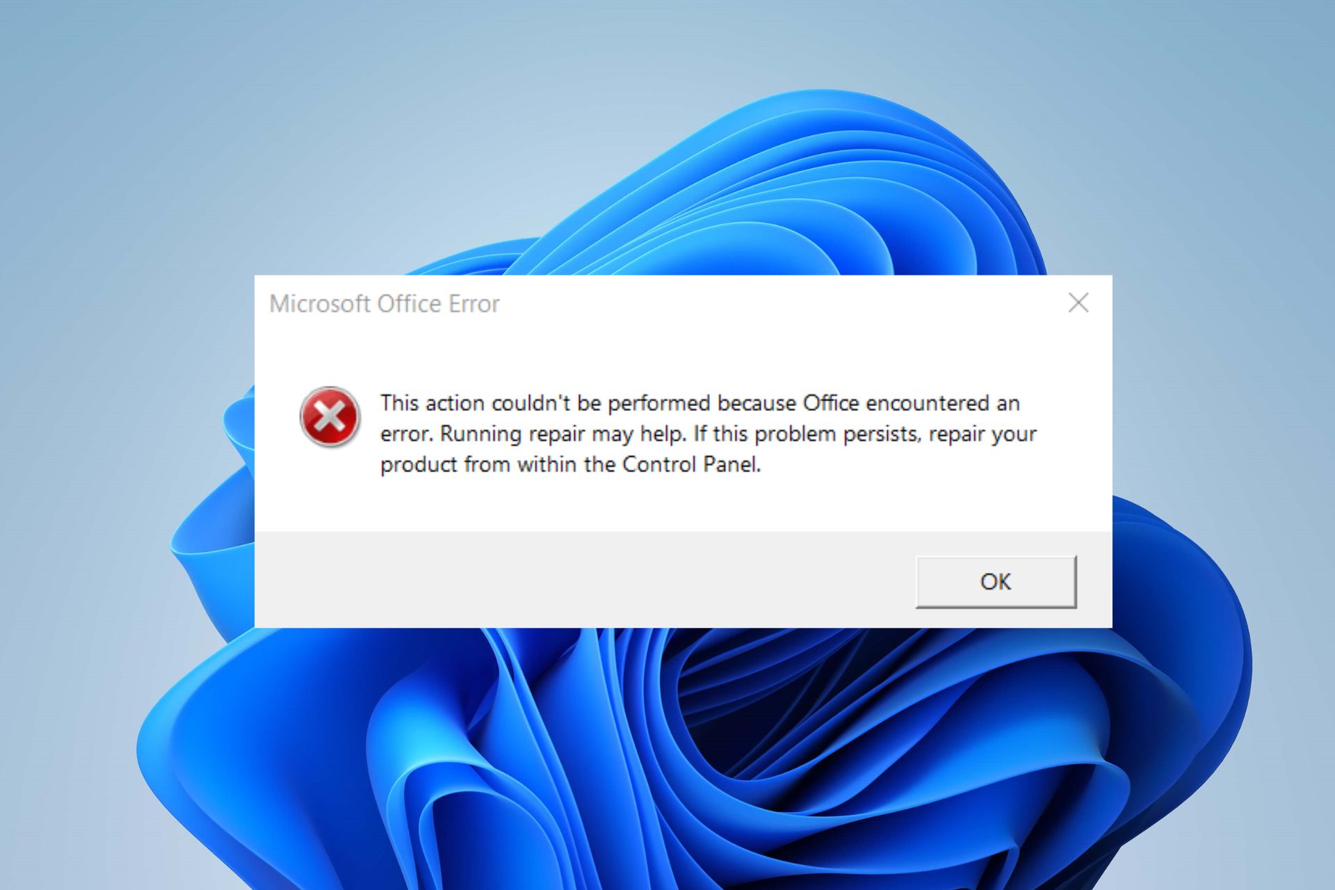 microsoft office error this action couldn't be performed