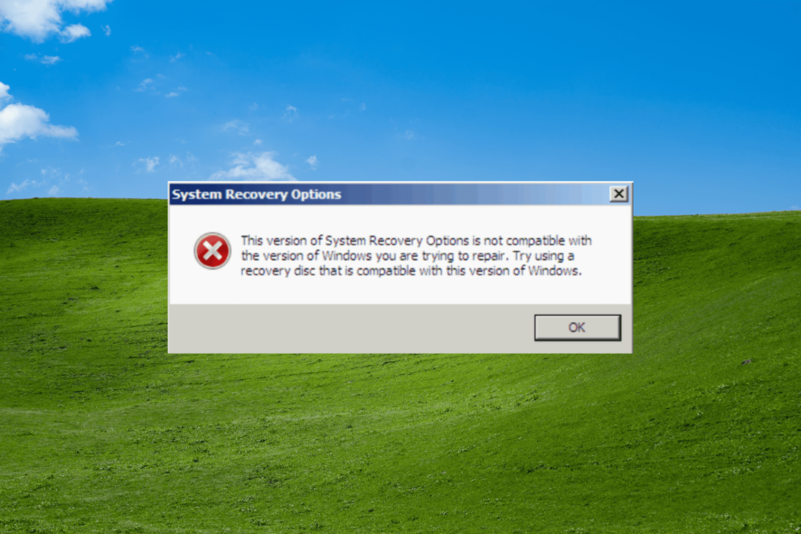this version of system recovery is not compatible