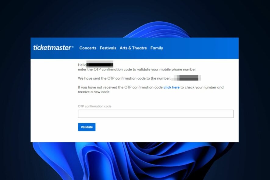 what do i do if ticketmaster not sending code