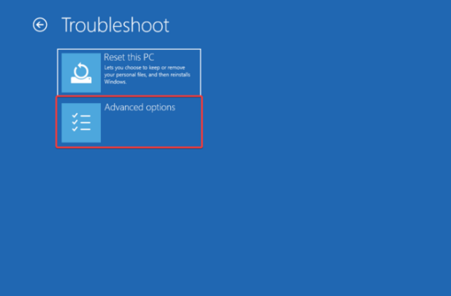 Advanced options Troubleshoot - Winlaod.efi missing Windows 11