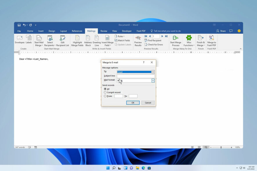 How to mail merge from Microsoft Outlook